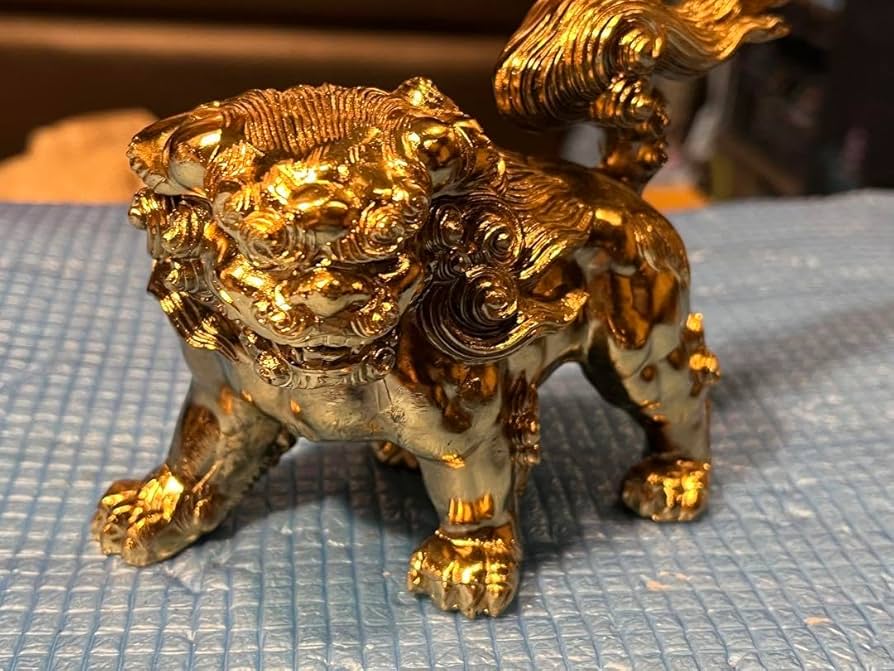 Amazon.co.jp: 金製狛犬、金狛犬、出世獅子、金色狛犬、狛犬